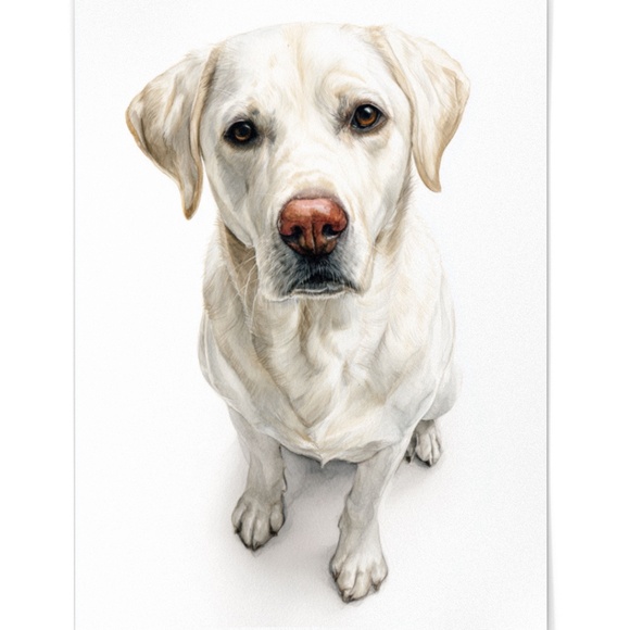Watercolor Labrador Retriever Dog Portrait Wall Art Print, Unframed - Picture 2 of 7